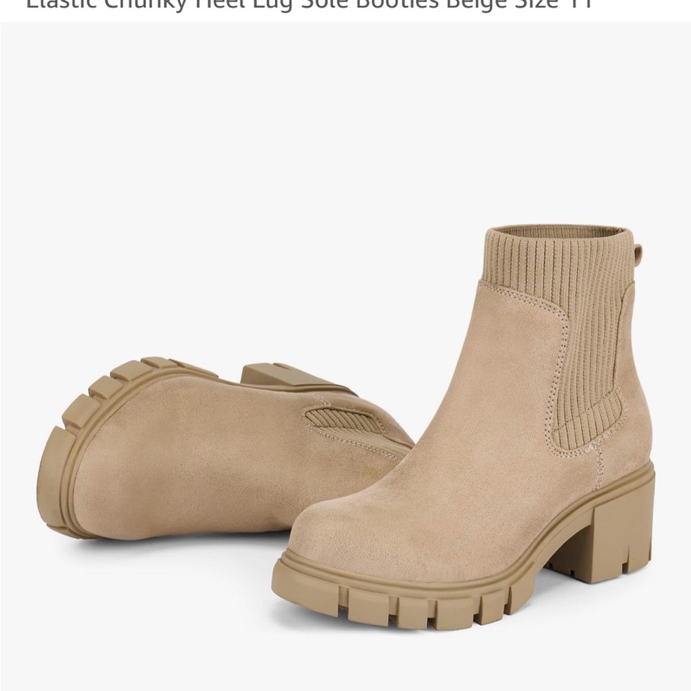 Women’s ankle boots comfy Chelsea mid heel elastic chunky boot.